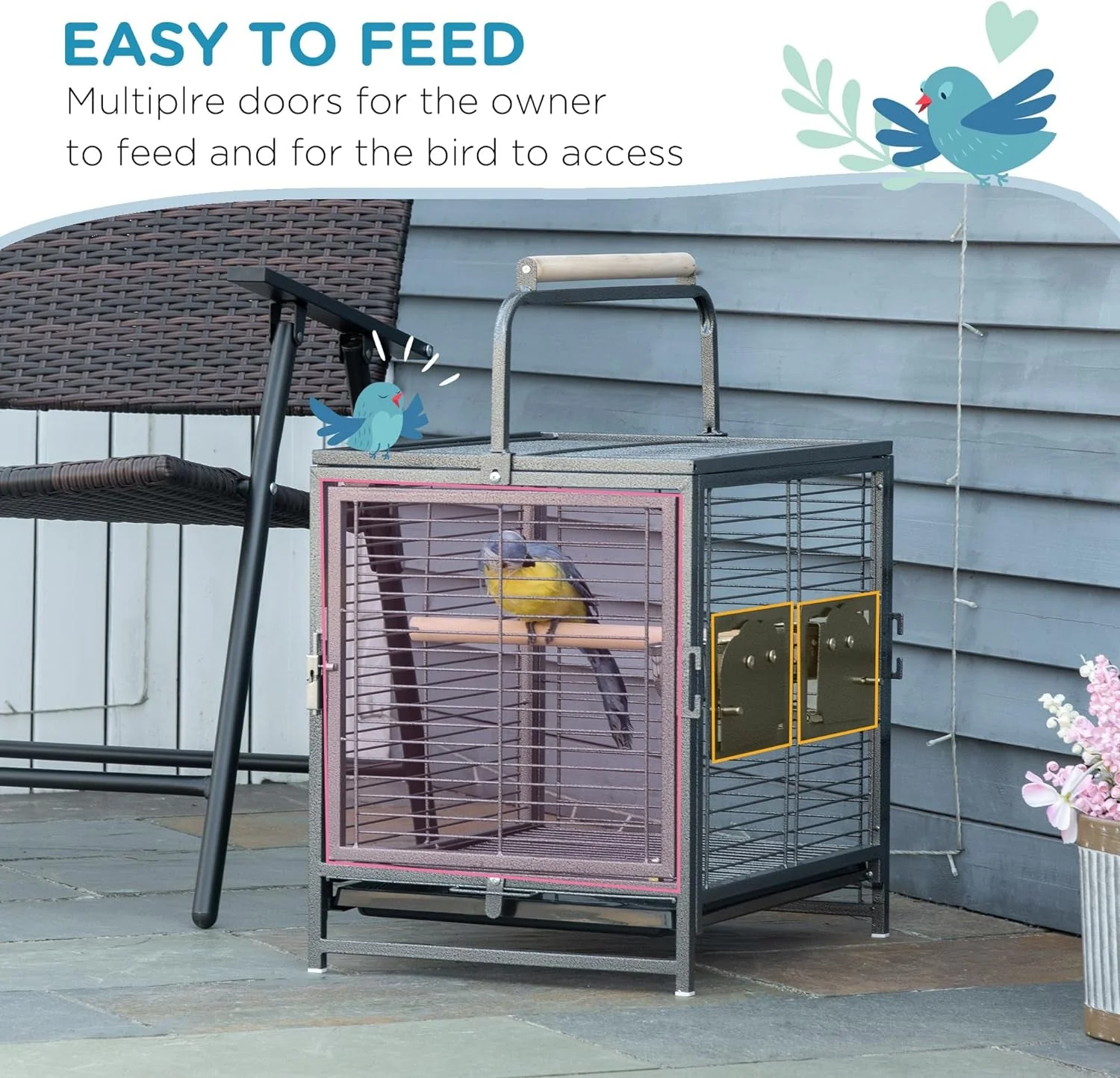 18" Heavy Duty Iron Travel Bird Cage Carrier - Image 4