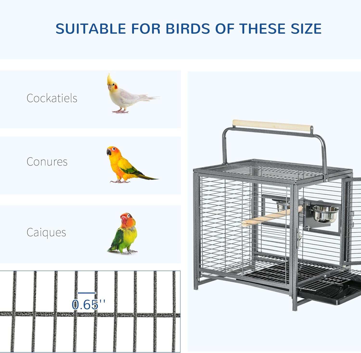 18" Heavy Duty Iron Travel Bird Cage Carrier - Image 7