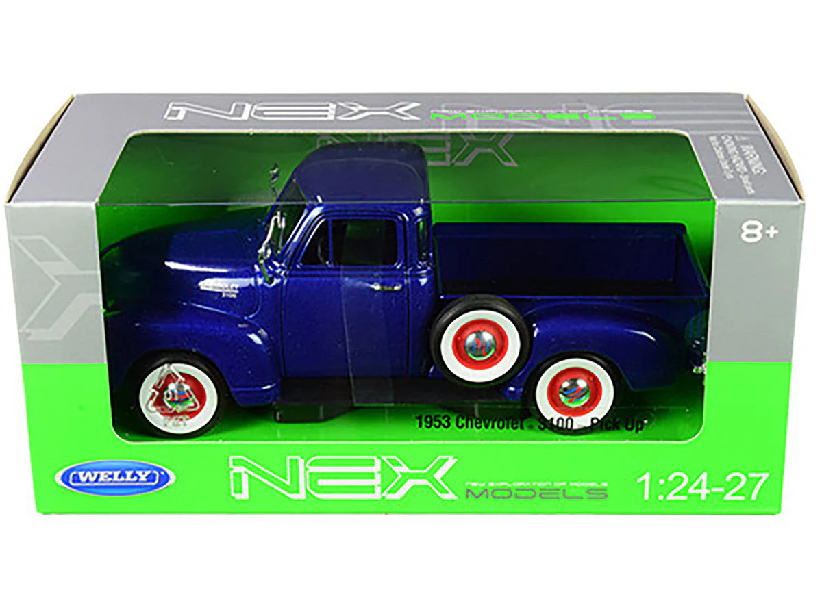 1953 Chevrolet 3100 Pickup Truck Blue 1/24-1/27 Diecast Model Car by Welly - Image 3