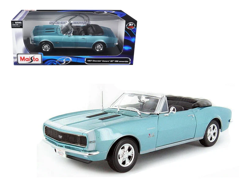 1967 Chevrolet Camaro SS 396 Convertible Turquoise 1/18 Diecast Model Car by Maisto - Image 4