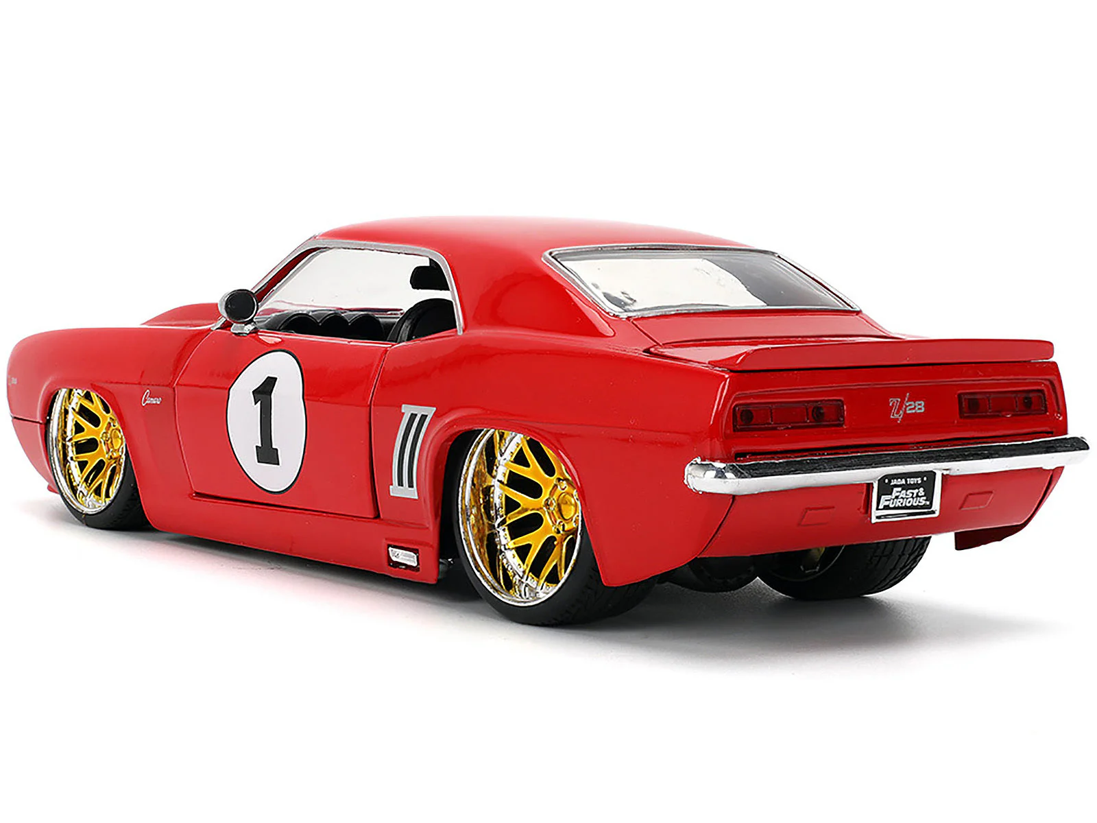 1969 Chevrolet Camaro #1 Red with White Stripes "Fast & Furious" Series 1/24 Diecast Model Car by Jada - Image 3