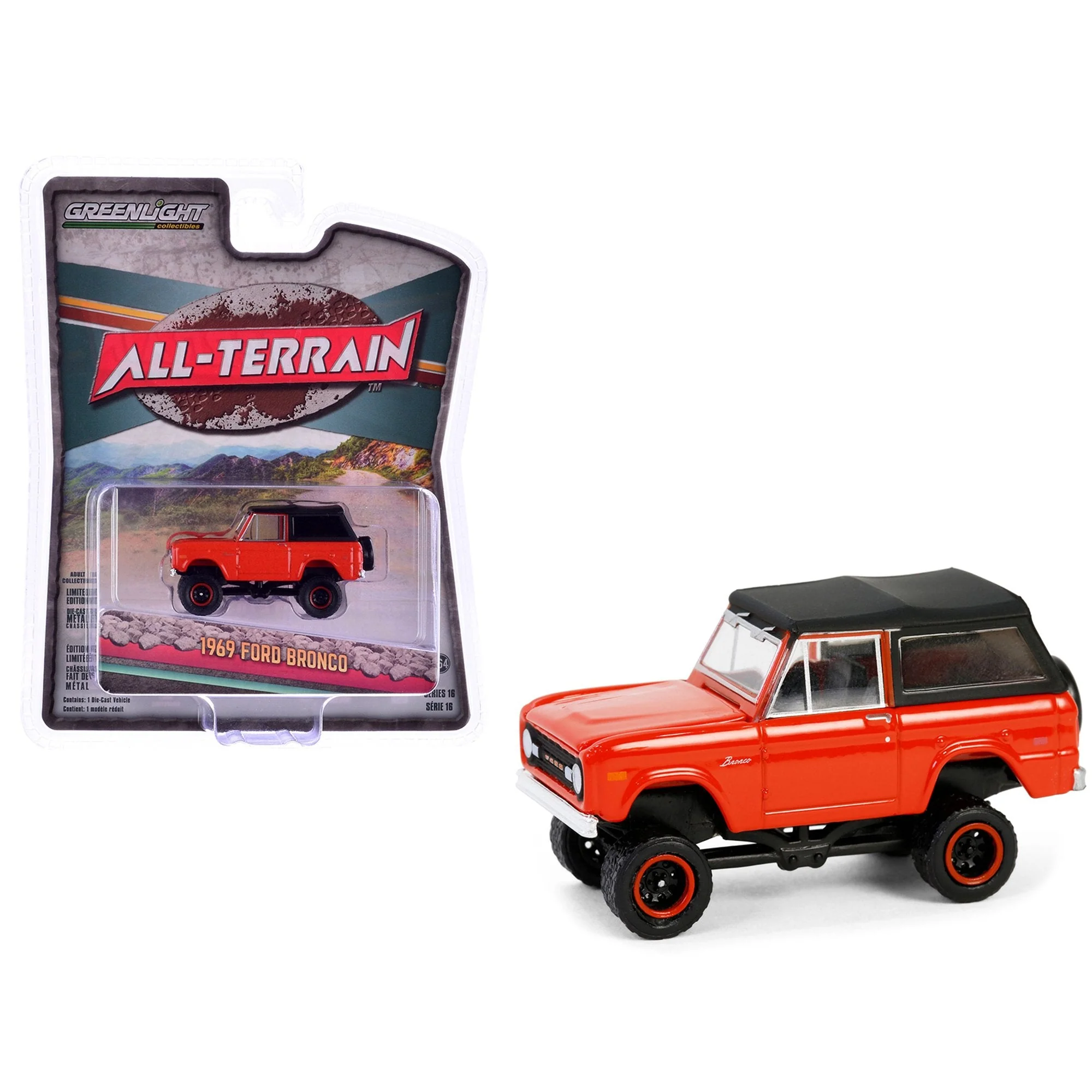 1969 Ford Bronco Lifted with Soft Top - Poppy Red All-Terrain Series 16 Greenlight Collectibles - Image 2