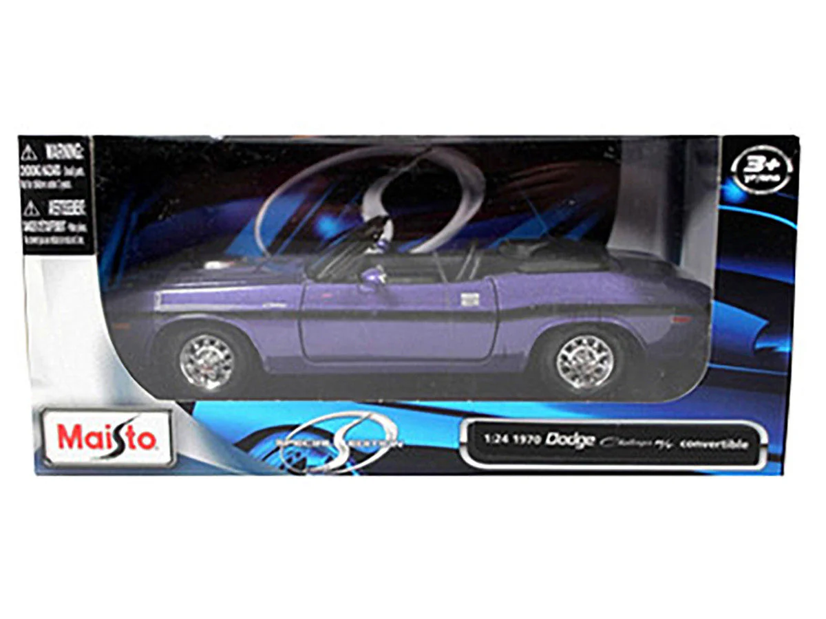 1970 Dodge Challenger R/T Convertible Purple 1/24 Diecast Model Car by Maisto - Image 3