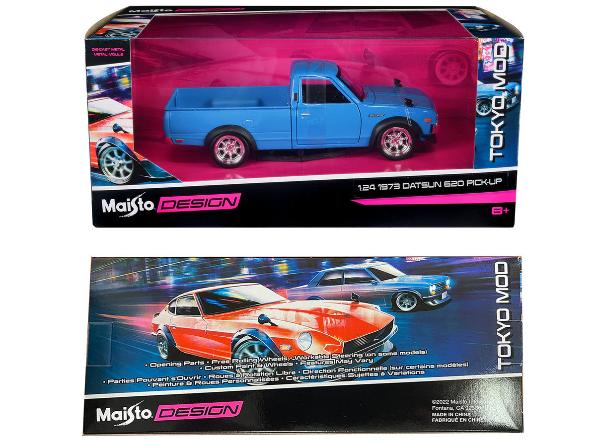 1973 Datsun 620 Pickup Truck Blue "Tokyo Mod" "Maisto Design" Series 1/24 Diecast Model Car by Maisto - Image 3