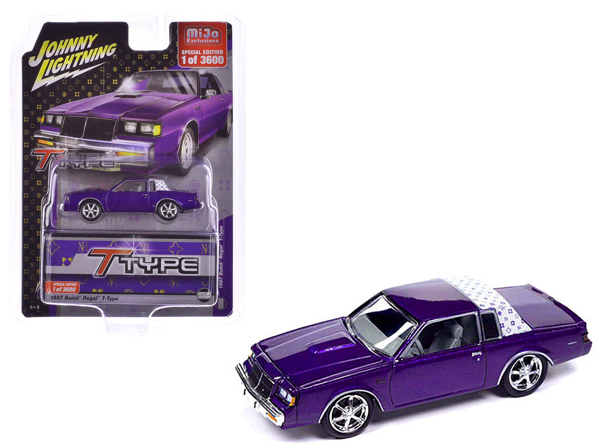 1987 Buick Regal T-Type Purple Metallic Limited Edition to 3600 pieces Worldwide 1/64 Diecast Model Car by Johnny Lightning - Image 3