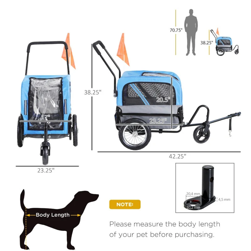 2-in-1, 3 Wheel Pet Jogging Stroller Bike Trailer - Image 10
