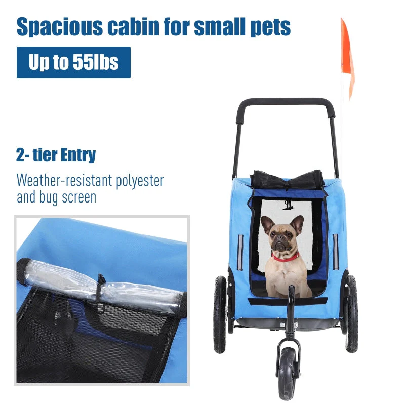 2-in-1, 3 Wheel Pet Jogging Stroller Bike Trailer - Image 13