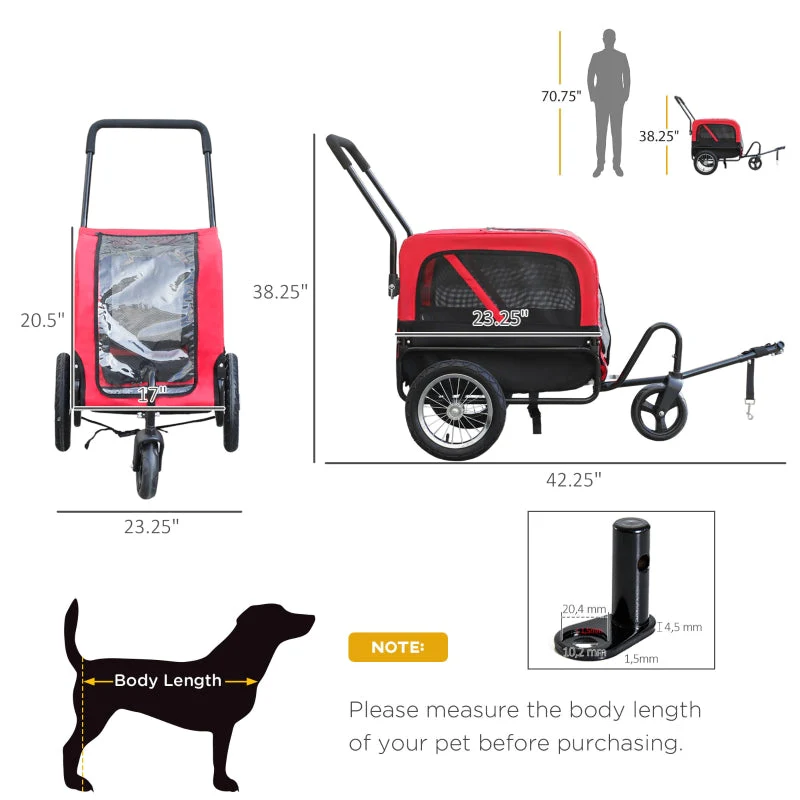2-in-1, 3 Wheel Pet Jogging Stroller Bike Trailer - Image 2