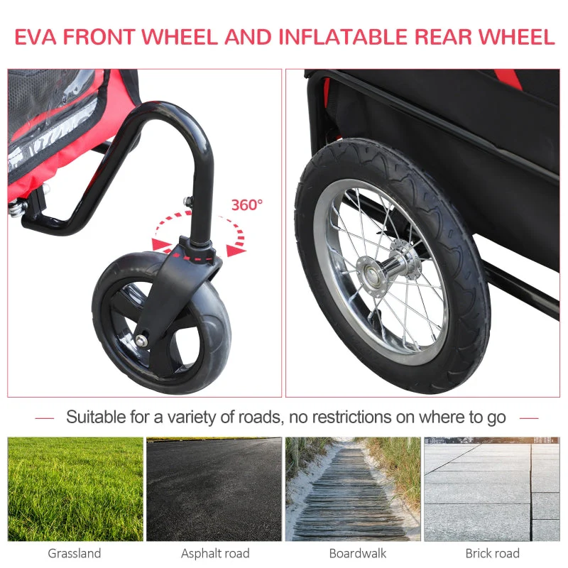 2-in-1, 3 Wheel Pet Jogging Stroller Bike Trailer - Image 3