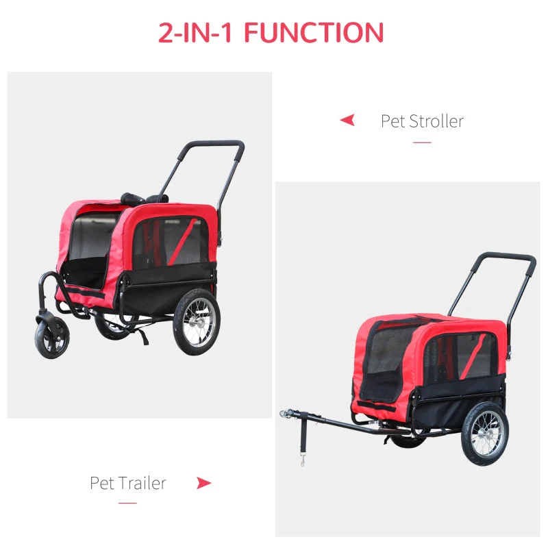 2-in-1, 3 Wheel Pet Jogging Stroller Bike Trailer - Image 4