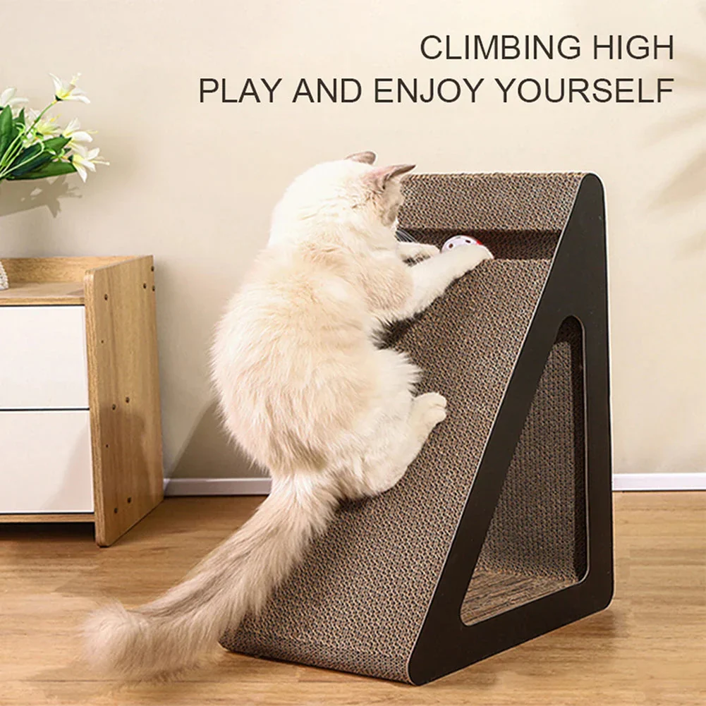 2-in-1 Cat Scratcher Triangle Toy with Spinning Balls – Sturdy Corrugated Cardboard Anti-Scratch Board for Stress Relief & Indoor Play - Image 2