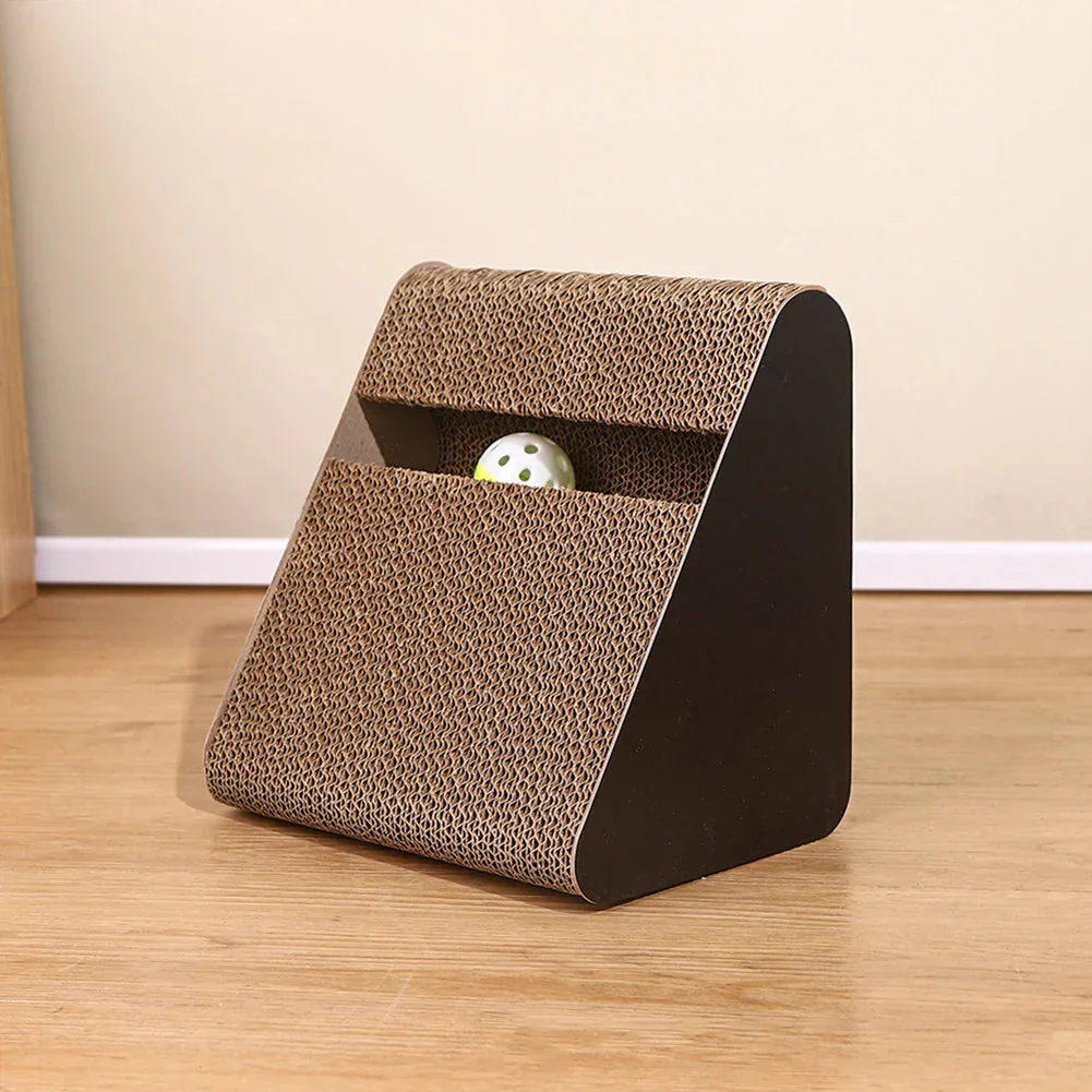 2-in-1 Cat Scratcher Triangle Toy with Spinning Balls – Sturdy Corrugated Cardboard Anti-Scratch Board for Stress Relief & Indoor Play - Image 5