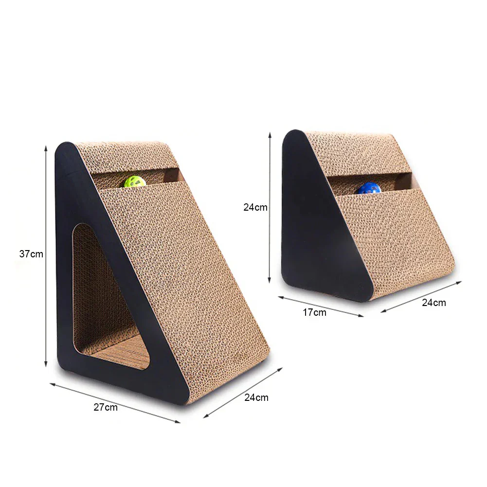 2-in-1 Cat Scratcher Triangle Toy with Spinning Balls – Sturdy Corrugated Cardboard Anti-Scratch Board for Stress Relief & Indoor Play - Image 6
