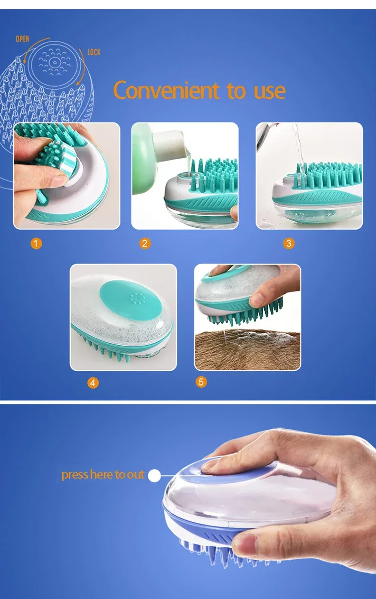 2-in-1 Pet Bath Brush – Soft Silicone Dog Cat Grooming & Massage Comb - Image 12