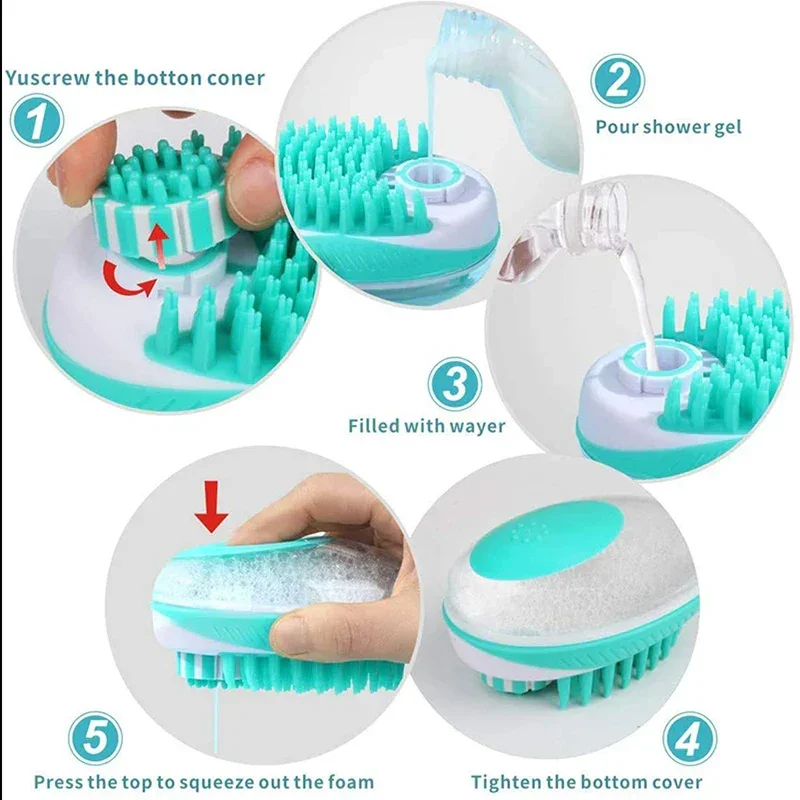 2-in-1 Pet Bath Brush – Soft Silicone Dog Cat Grooming & Massage Comb - Image 4