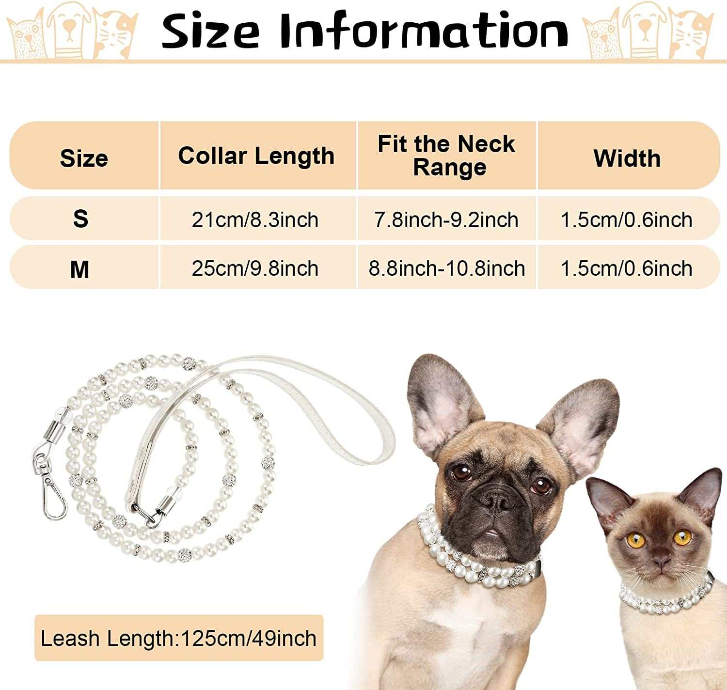 2 Pcs Pearl Collar and Leash for Dogs - Image 2