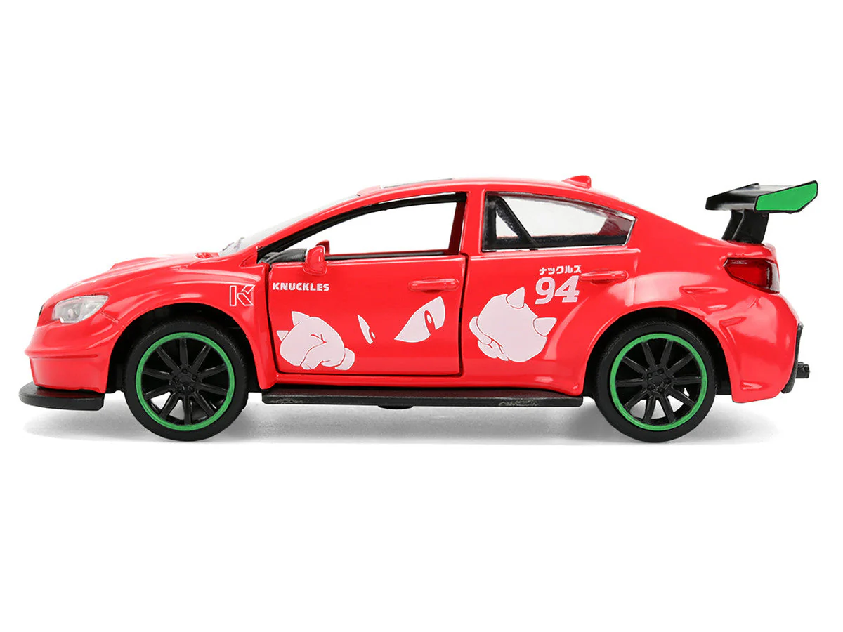 2016 Subaru WRX STI Red with "Knuckles" Graphics "Sonic the Hedgehog" (1991) Video Game "Hollywood Rides" Series 1/32 Diecast Model Car by Jada - Image 2
