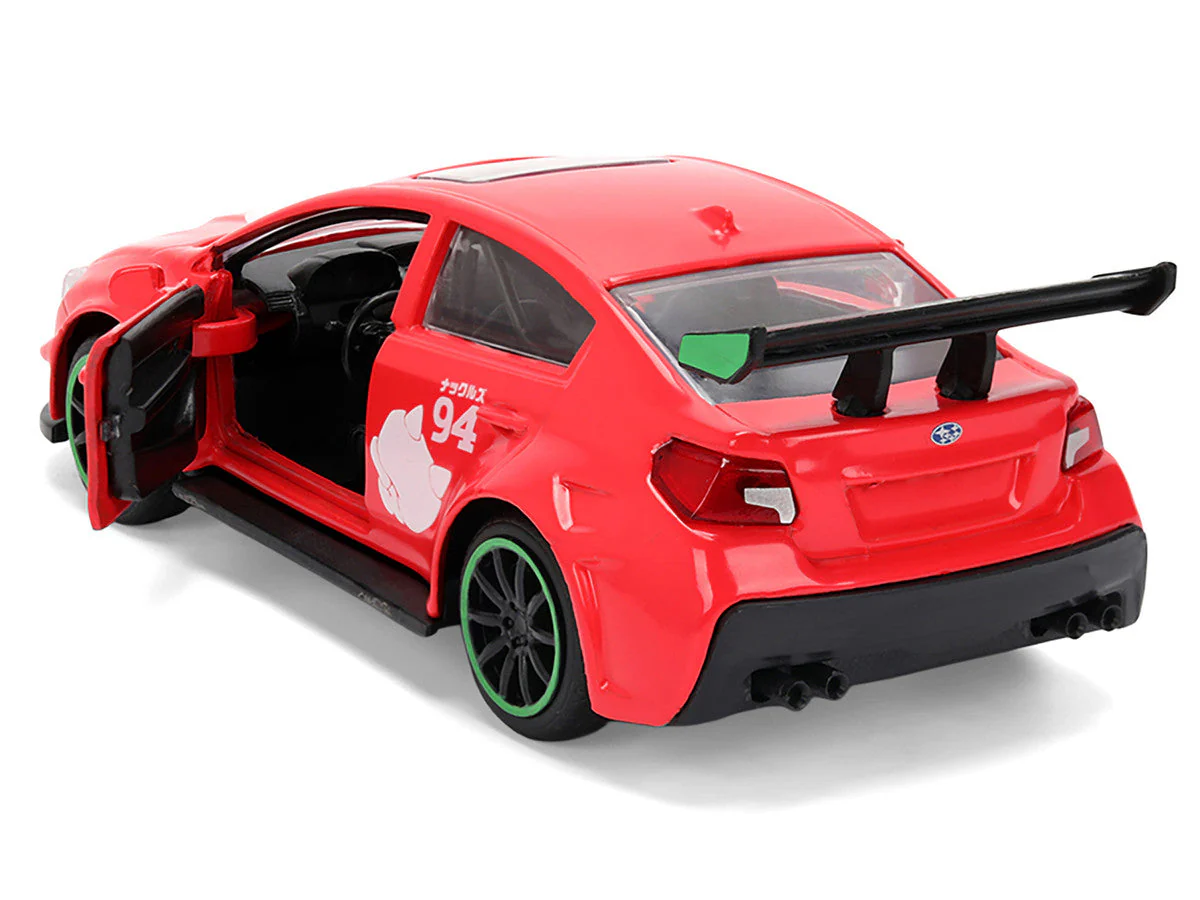 2016 Subaru WRX STI Red with "Knuckles" Graphics "Sonic the Hedgehog" (1991) Video Game "Hollywood Rides" Series 1/32 Diecast Model Car by Jada - Image 3
