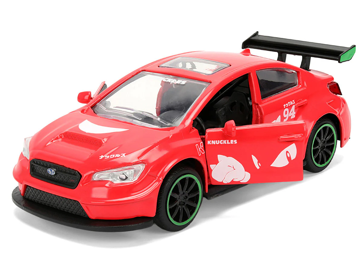2016 Subaru WRX STI Red with "Knuckles" Graphics "Sonic the Hedgehog" (1991) Video Game "Hollywood Rides" Series 1/32 Diecast Model Car by Jada - Image 4