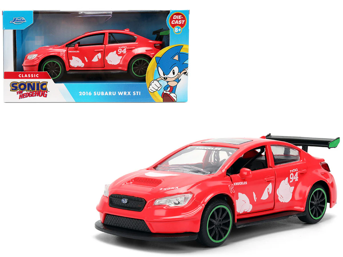 2016 Subaru WRX STI Red with "Knuckles" Graphics "Sonic the Hedgehog" (1991) Video Game "Hollywood Rides" Series 1/32 Diecast Model Car by Jada - Image 5