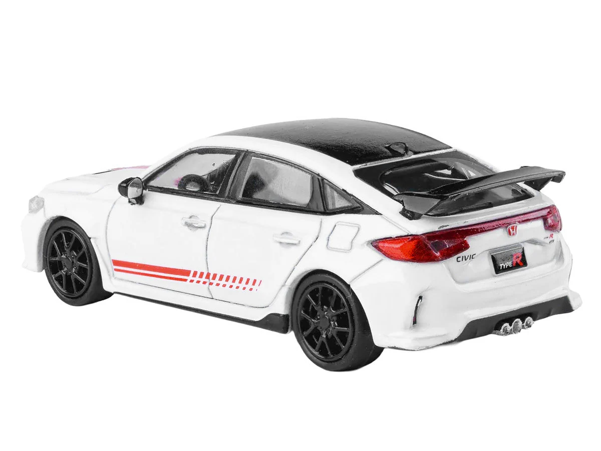 2025 Honda Civic Type R FL5 "Ultimate Edition" White with Red Stripes and Black Top 1/64 Diecast Model Car by Paragon - Image 3