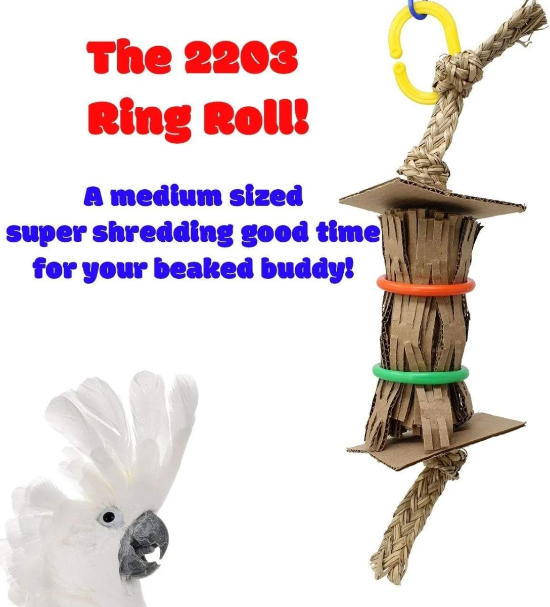 2203 Ring Roll 15" High by 4" Wide Large Parrot Shredder Cage Toy, Macaw, Amazon, Eclectus, and Similar - Image 5