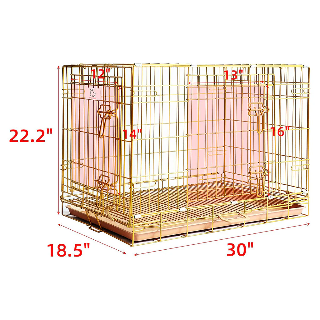 24-42" Collapsible Copper Gold Dog Crate GLD24-42 - Image 10