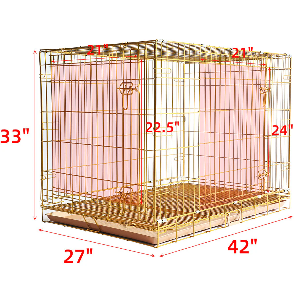 24-42" Collapsible Copper Gold Dog Crate GLD24-42 - Image 12