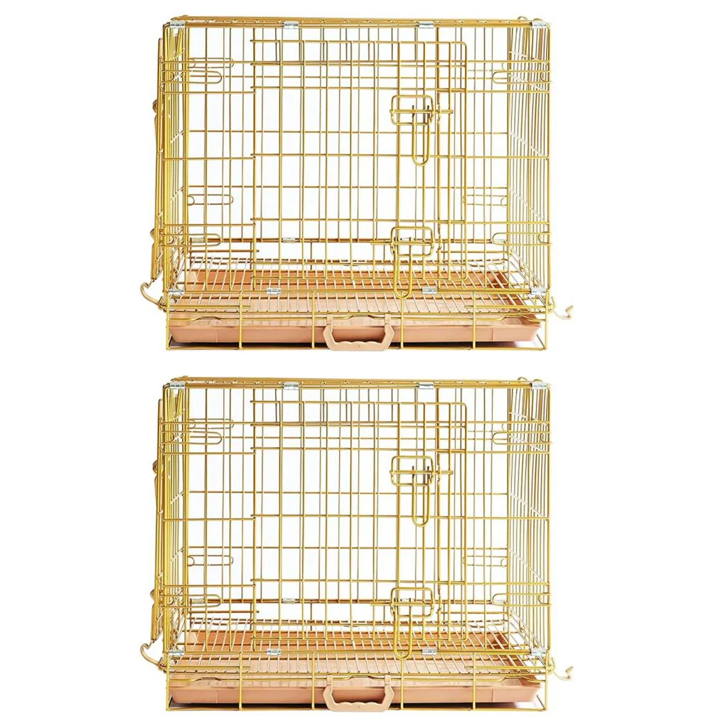 24-42" Collapsible Copper Gold Dog Crate GLD24-42 - Image 13