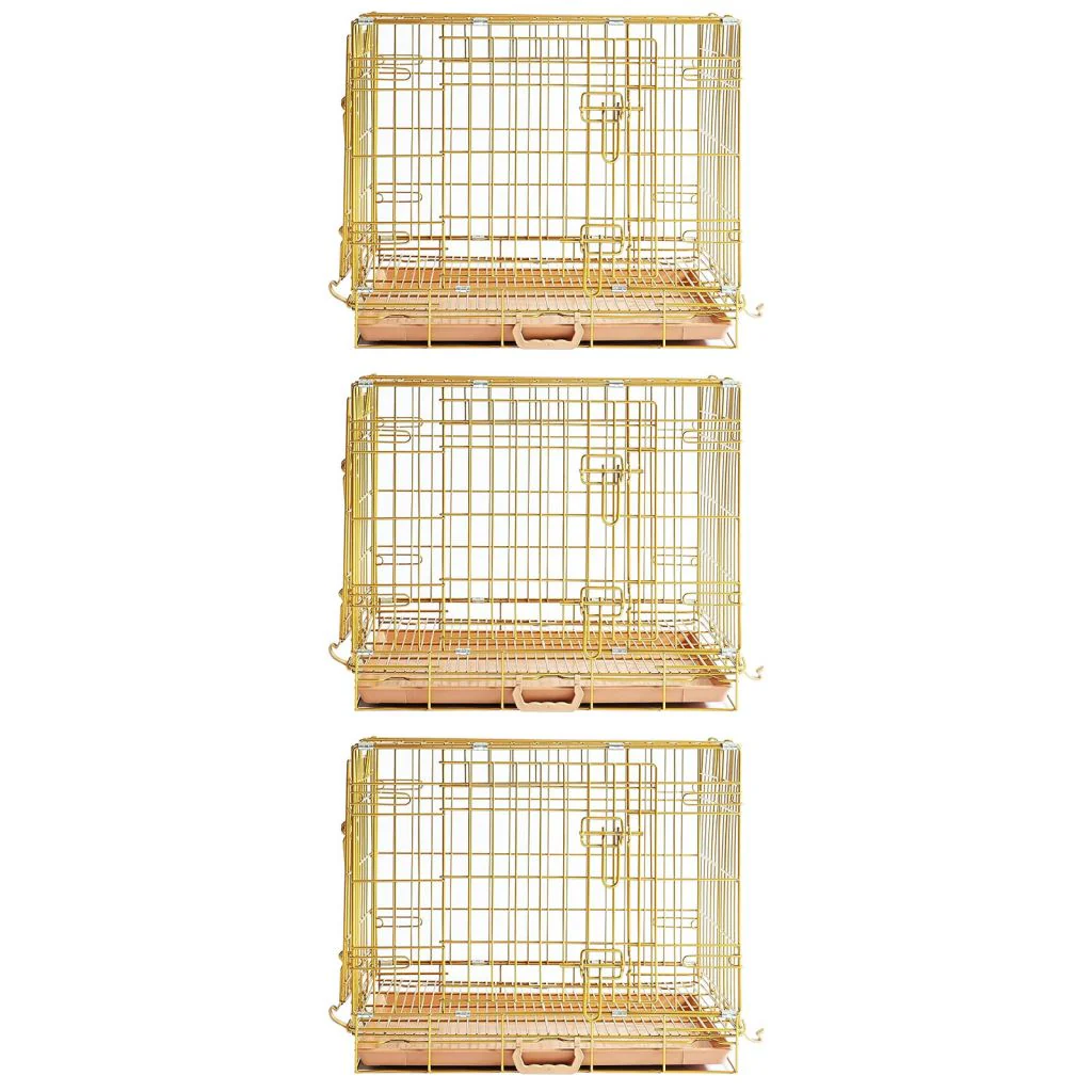 24-42" Collapsible Copper Gold Dog Crate GLD24-42 - Image 14