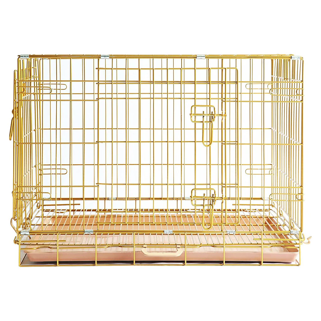 24-42" Collapsible Copper Gold Dog Crate GLD24-42 - Image 2