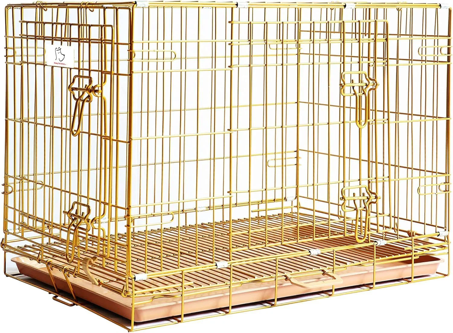24-42" Collapsible Copper Gold Dog Crate GLD24-42 - Image 3