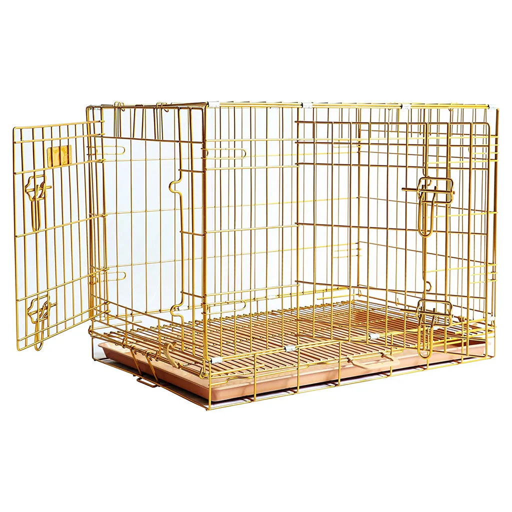 24-42" Collapsible Copper Gold Dog Crate GLD24-42 - Image 4
