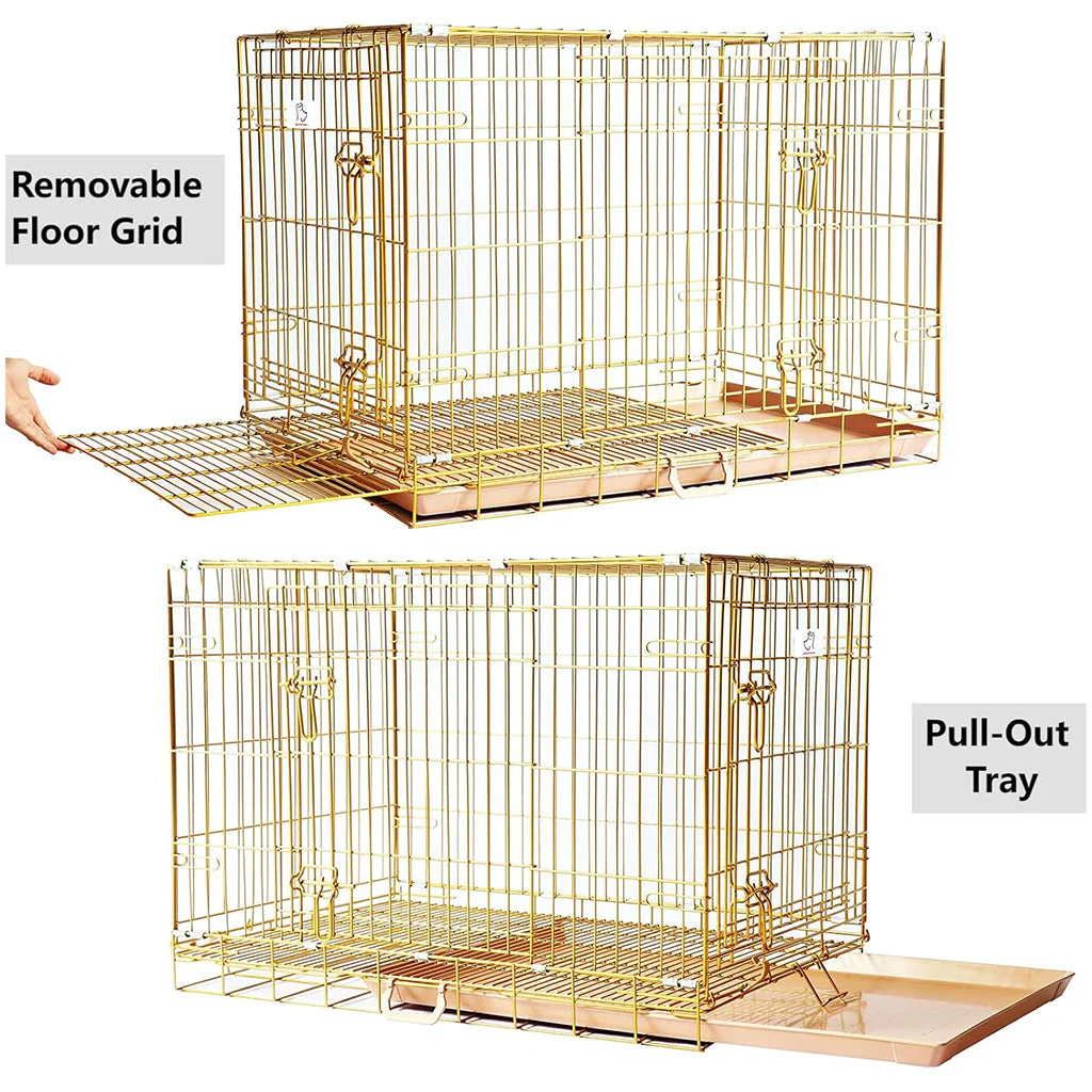 24-42" Collapsible Copper Gold Dog Crate GLD24-42 - Image 5