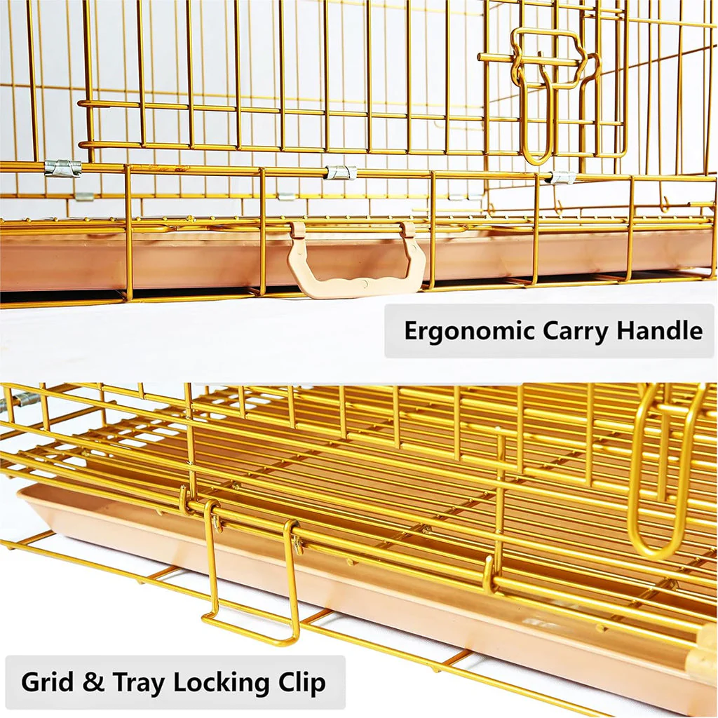 24-42" Collapsible Copper Gold Dog Crate GLD24-42 - Image 6