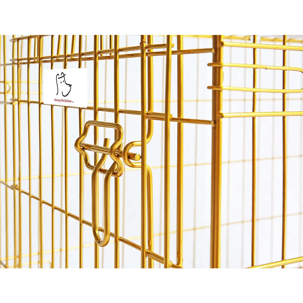 24-42" Collapsible Copper Gold Dog Crate GLD24-42 - Image 7