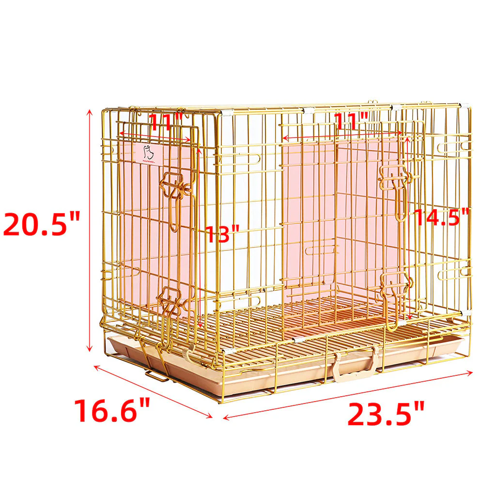 24-42" Collapsible Copper Gold Dog Crate GLD24-42 - Image 9