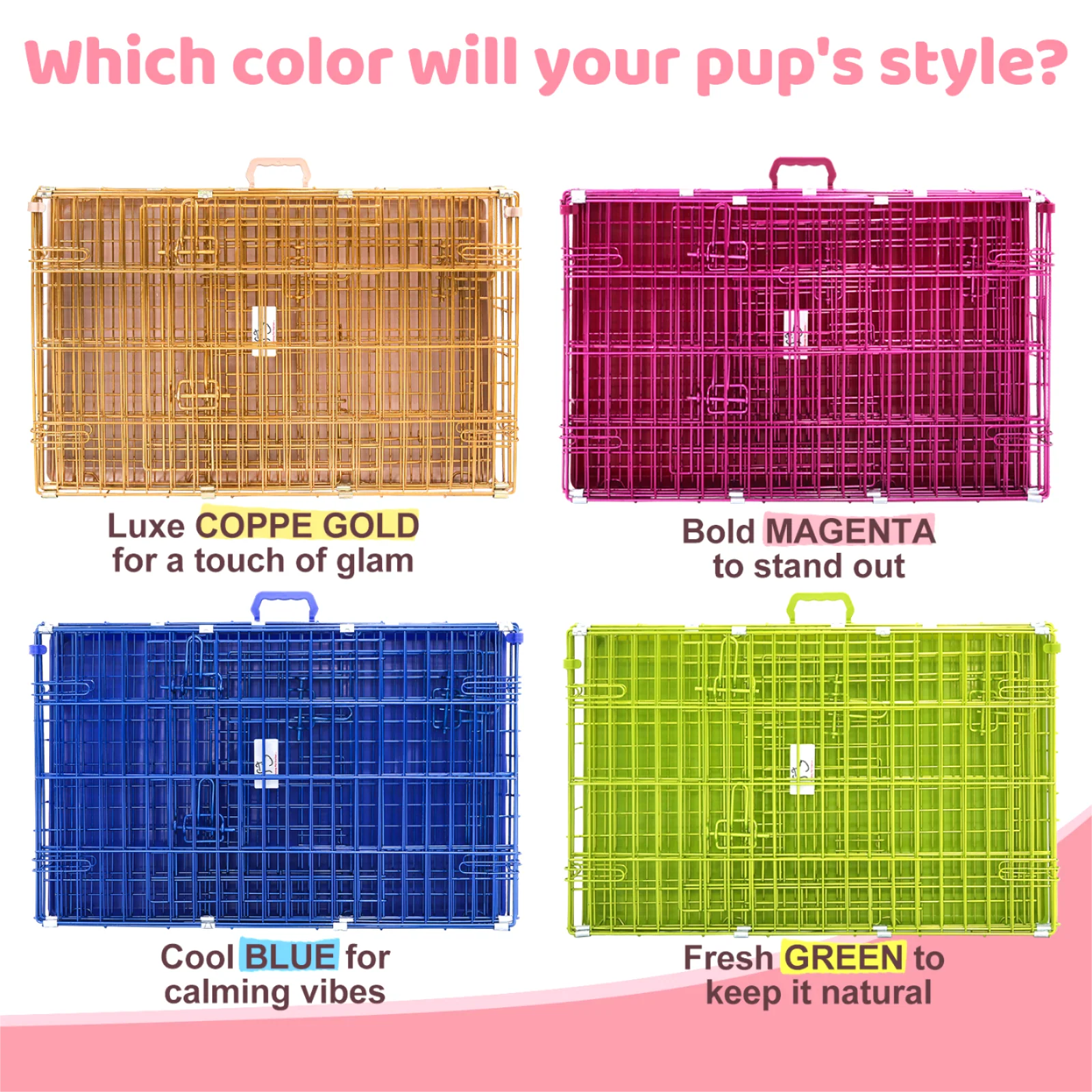 24-42" Collapsible Pink Dog Crate RED24-42 - Image 10