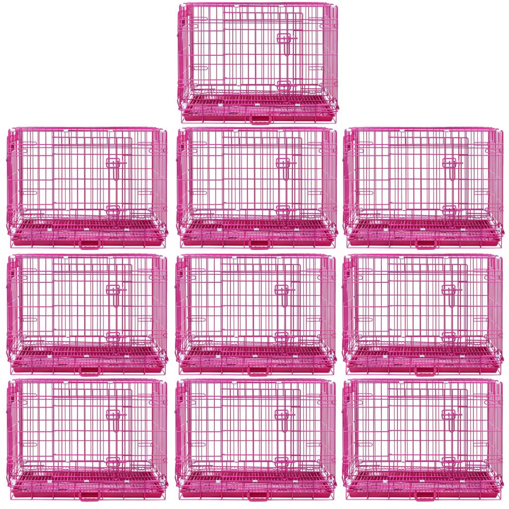24-42" Collapsible Pink Dog Crate RED24-42 - Image 16