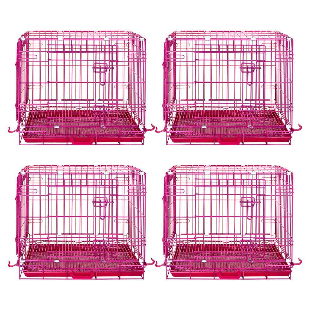 24-42" Collapsible Pink Dog Crate RED24-42 - Image 19