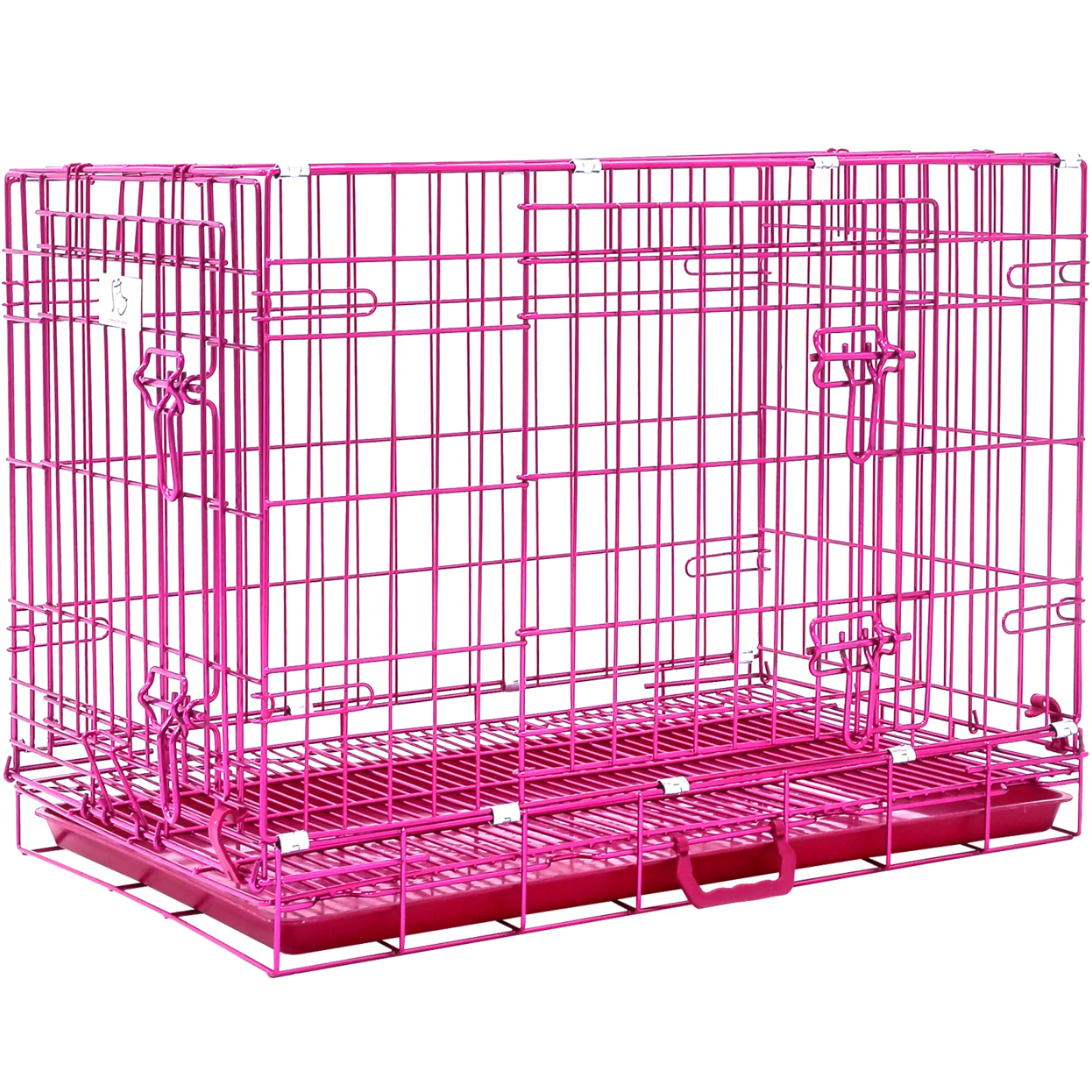 24-42" Collapsible Pink Dog Crate RED24-42 - Image 2