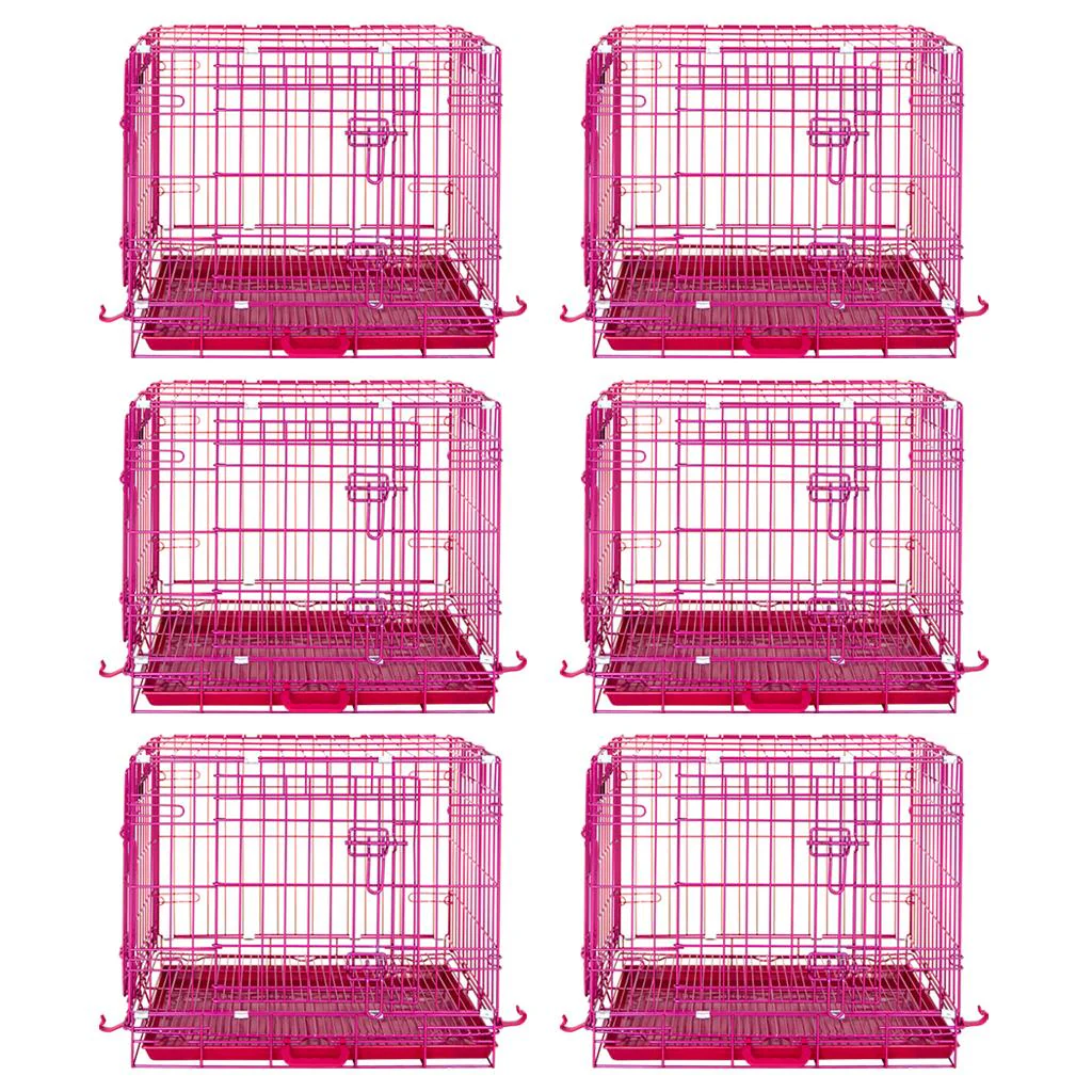 24-42" Collapsible Pink Dog Crate RED24-42 - Image 20