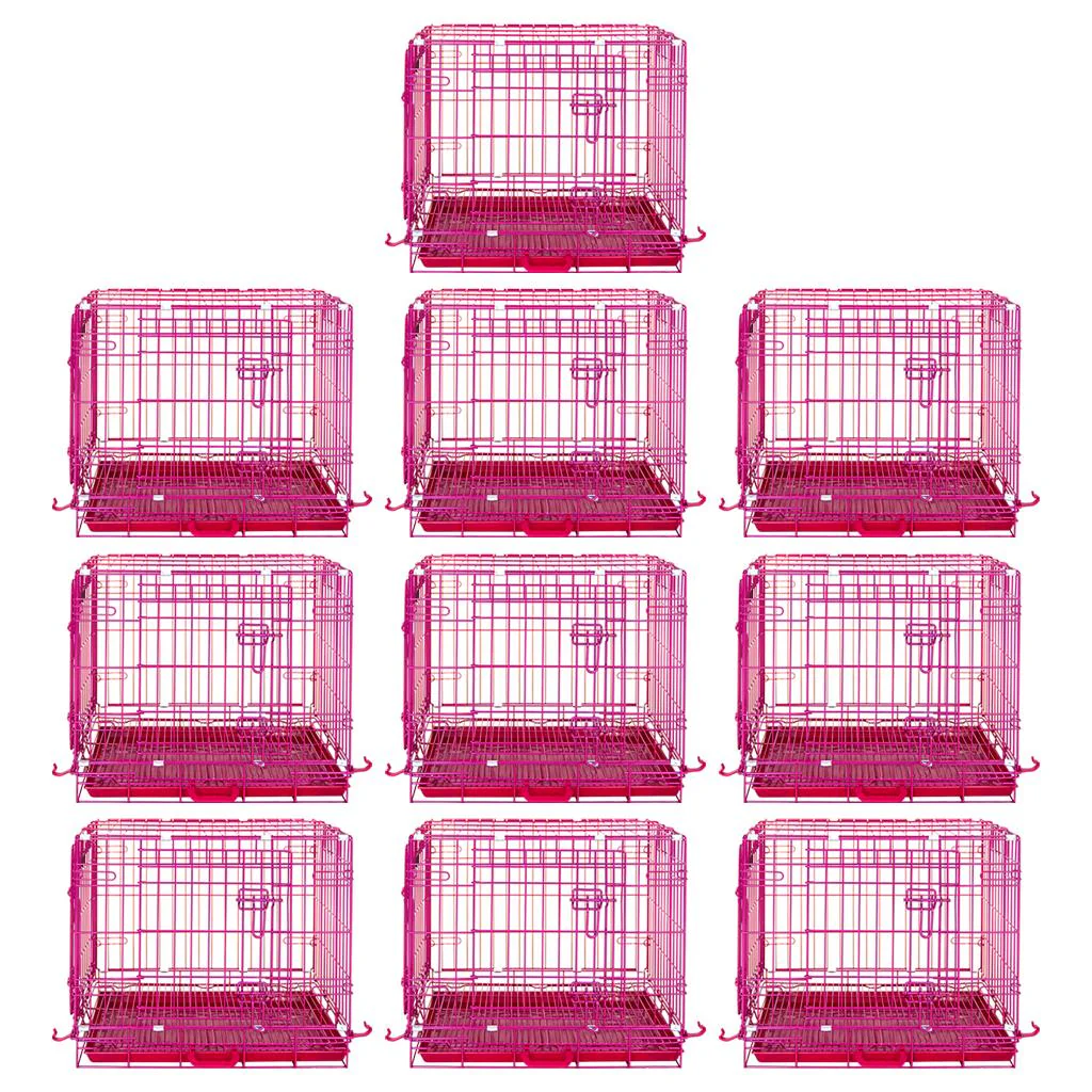 24-42" Collapsible Pink Dog Crate RED24-42 - Image 22