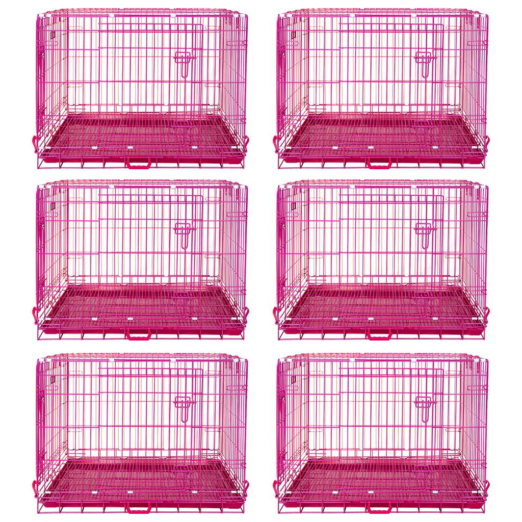24-42" Collapsible Pink Dog Crate RED24-42 - Image 28