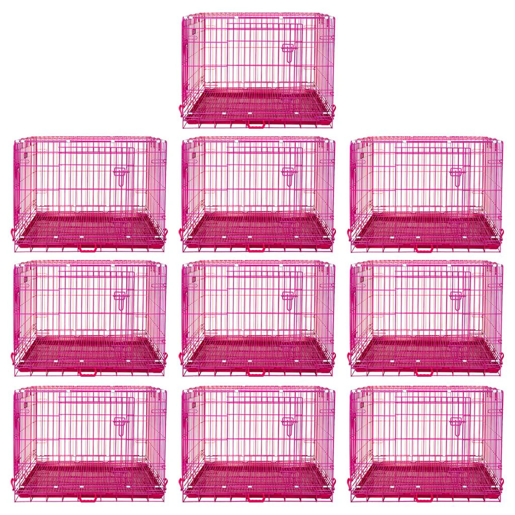 24-42" Collapsible Pink Dog Crate RED24-42 - Image 30