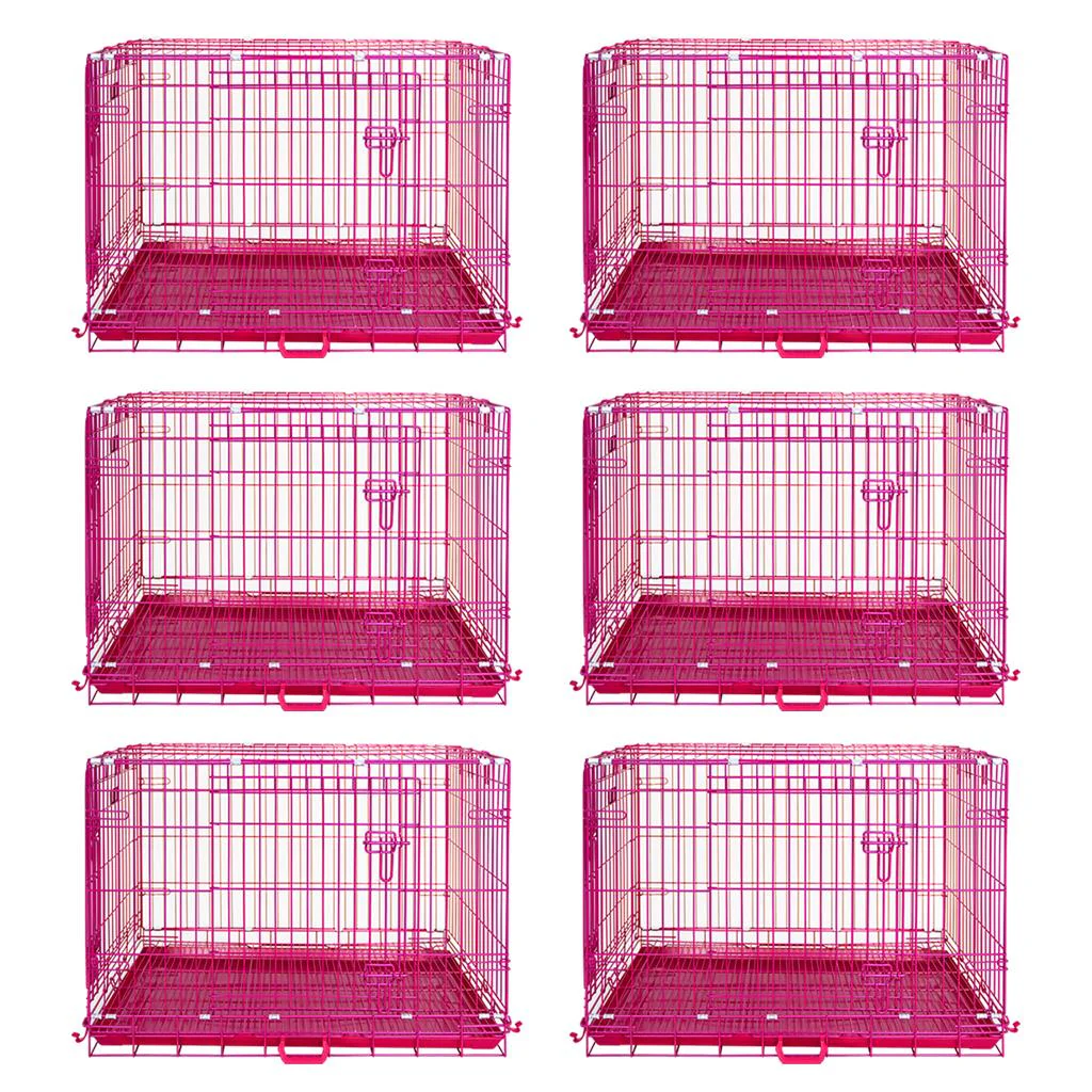 24-42" Collapsible Pink Dog Crate RED24-42 - Image 35