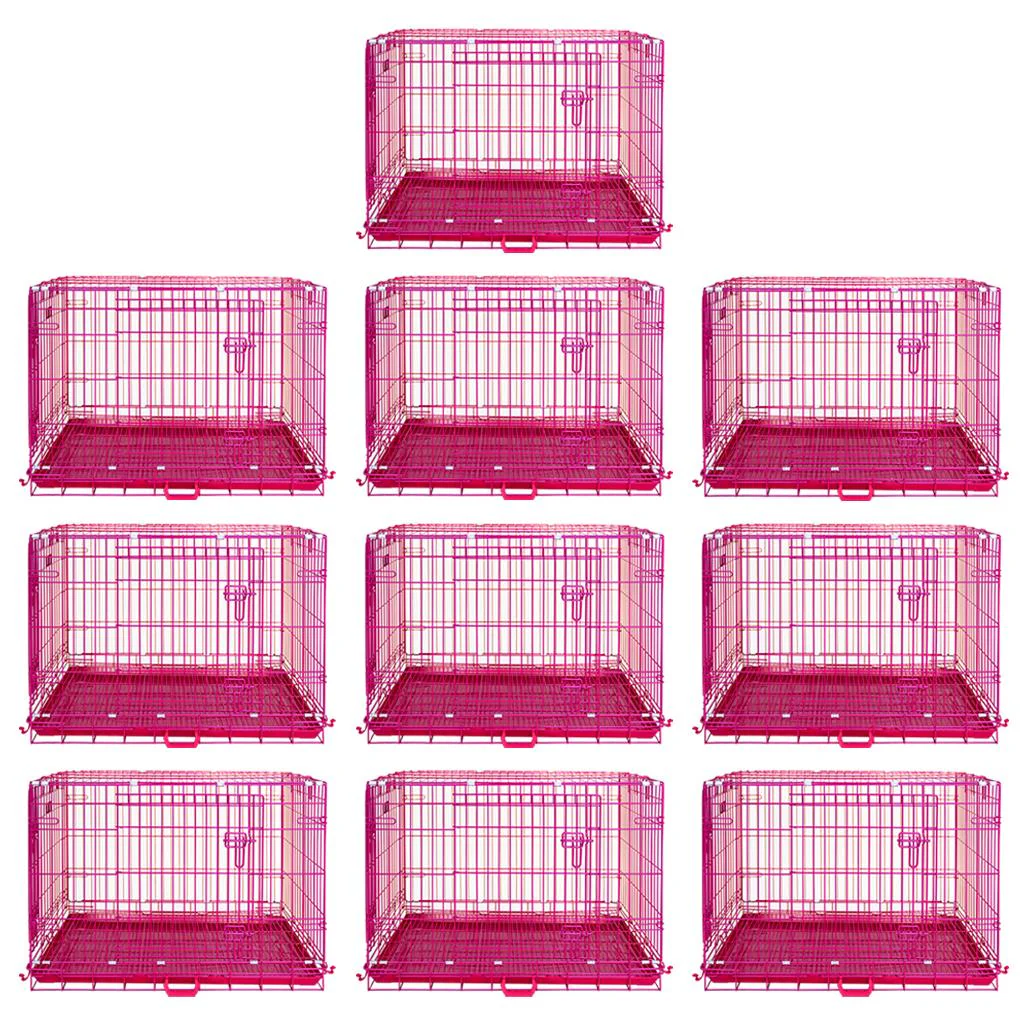 24-42" Collapsible Pink Dog Crate RED24-42 - Image 37
