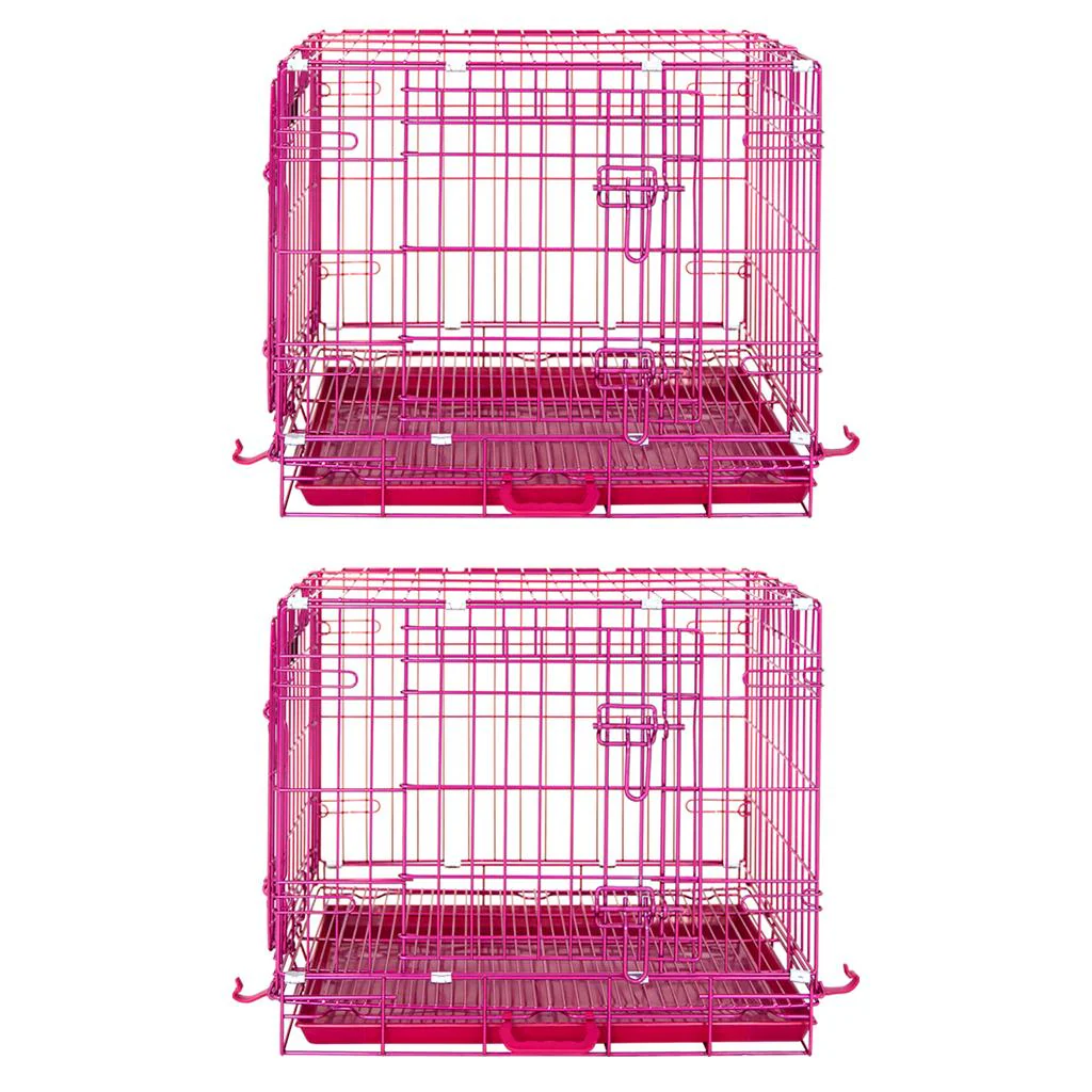 24-42" Collapsible Pink Dog Crate RED24-42 - Image 38