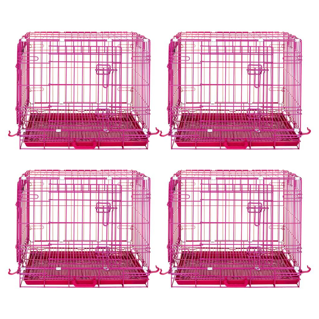 24-42" Collapsible Pink Dog Crate RED24-42 - Image 40