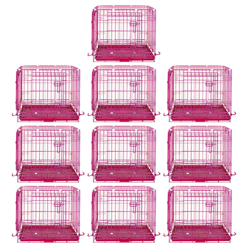 24-42" Collapsible Pink Dog Crate RED24-42 - Image 43